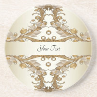 Weiße Blume Decorative Gold Sandstone Untersetzer