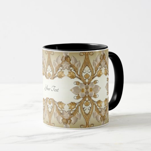 Weiße Blume Decorative Gold Tasse (VorderseiteRechts)