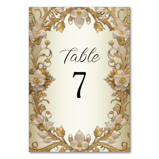 Weiße Blume Decorative Gold Tischnummer (Vorderseite)