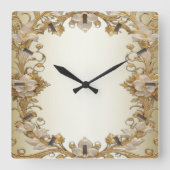 Weiße Blume Decorative Gold Wall Uhr (Vorderseite)