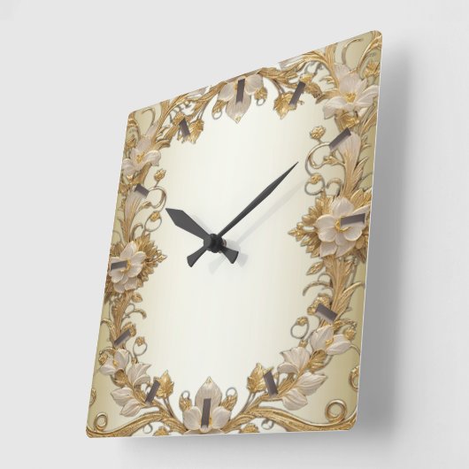 Weiße Blume Decorative Gold Wall Uhr (Winkel)