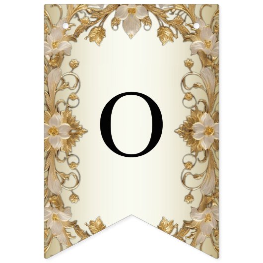 Weiße Blume Decorative Goldjagdflagge Wimpelkette (Zweite Fahne)