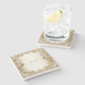 Weiße Blume Decorative Goldstein-Untersetzer Steinuntersetzer (Seitenansicht)