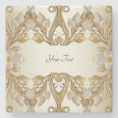 Weiße Blume Decorative Goldstein-Untersetzer Steinuntersetzer (Vorderseite)