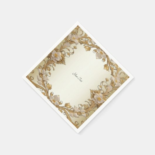Weiße Blume Dekorativ Gold Napkins Serviette (Ecke)