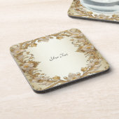 Weiße Blume dekorativer Untersetzer aus Edelstahl (Linke Seite)