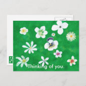 Weiße Blume denken Sie an Postkarten (Vorne/Hinten)