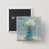 Weiße Blume, die das Meer übersieht Button (Vorne & Hinten)