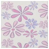 Weiße Blume Doodle Soft Lila Blue Pink Stoff (Nahaufnahme)