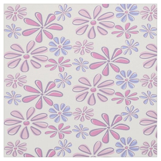 Weiße Blume Doodle Soft Lila Blue Pink Stoff (Muster)