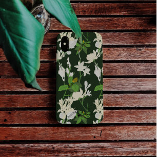 Weiße Blume dunkelgrün hinten iPhone/iPad Gehäuse Case-Mate iPhone Hülle