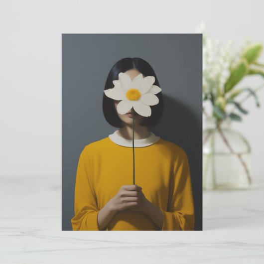 Weiße Blume Einladung (Stehend Vorderseite)