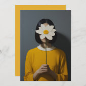 Weiße Blume Einladung (Vorne/Hinten)