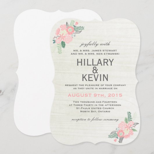 Weiße Blume - Einladung zum Hochzeitsfeiern (Vorne/Hinten)