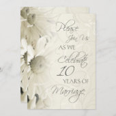 Weiße Blume Einladungen zum zehnten Hochzeitstag (Vorne/Hinten)