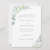 Weiße Blume & elegante Grüne Hochzeit mit UAWG Einladung (Vorderseite)