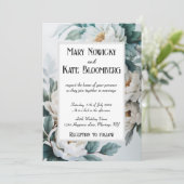 Weiße Blume Elegante Hochzeit Einladung (Stehend Vorderseite)