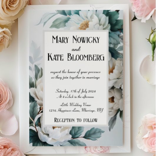 Weiße Blume Elegante Hochzeit Einladung