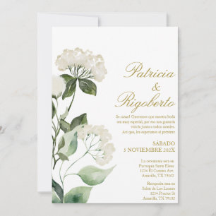 Weiße Blume Elegante Hochzeit Einladung auf Spanis