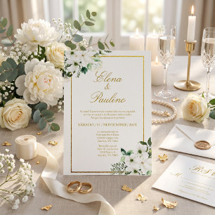 Weiße Blume Elegante Hochzeit Einladung auf Spanis