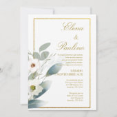 Weiße Blume Elegante Hochzeit Einladung auf Spanis (Vorderseite)