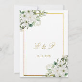 Weiße Blume Elegante Hochzeit Einladung auf Spanis (Rückseite)