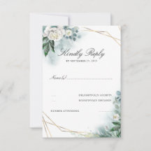 Weiße Blume Eleganter Goldrahmen Hochzeitstil RSVP