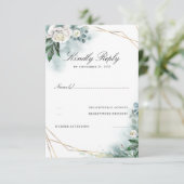 Weiße Blume Eleganter Goldrahmen Hochzeitstil RSVP Karte (Stehend Vorderseite)