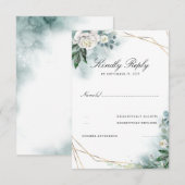 Weiße Blume Eleganter Goldrahmen Hochzeitstil RSVP Karte (Vorne/Hinten)