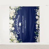 Weiße Blume Eukalyptus Abschluss Foto Hintergrund Wandteppich (Vorderseite)