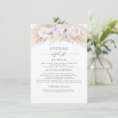 Weiße Blume Exotic Pampas Gras Hochzeiten Details Begleitkarte (Stehend Vorderseite)