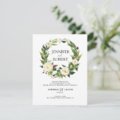 Weiße Blume feiern Hochzeitseinladung Dankeskarte (Stehend Vorderseite)