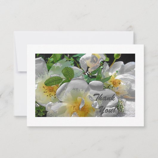 Weiße Blume Flat Dankeschön Karte (Vorderseite)