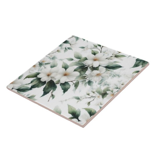 Weiße Blume Fliese (Seite)