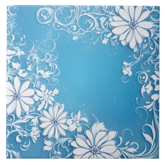 Weiße Blume Fliese (Vorderseite)
