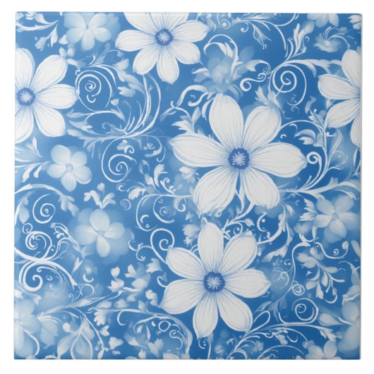 Weiße Blume Fliese (Vorderseite)