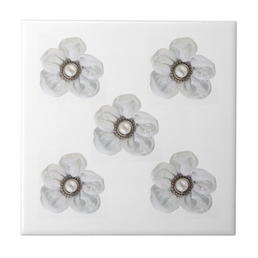 Weiße Blume Fliese (Vorderseite)