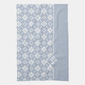 Weiße Blume gepolstertes Muster an der dunkelblaue Geschirrtuch (Vertikal)