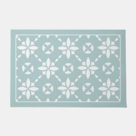 Weiße Blume gepolstertes Muster an der Seitengrenz Fußmatte
