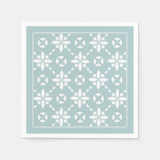 Weiße Blume gepolstertes Muster an der Seitengrenz Serviette (Vorderseite)