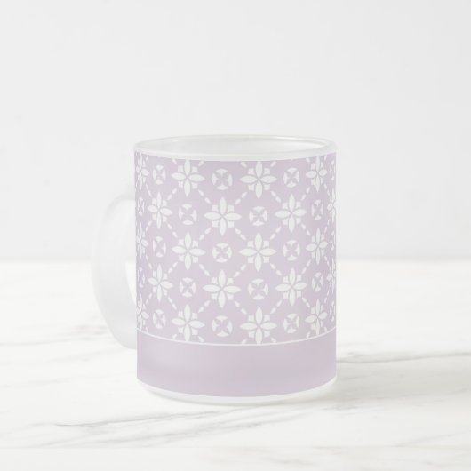 Weiße Blume gepolstertes Muster auf rosa Grenze Mattglastasse (Vorderseite Links)