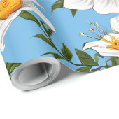 Weiße Blume Geschenkpapier (Rolleneckpunkt)