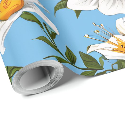 Weiße Blume Geschenkpapier (Rolleneckpunkt)