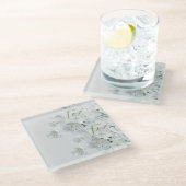 Weiße Blume Glasuntersetzer (Schrägansicht)