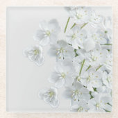 Weiße Blume Glasuntersetzer (Vorderseite)