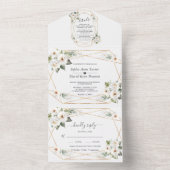 Weiße Blume Gold Rahmen Hochzeit All In One Einladung (Innen Boden)