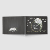 Weiße Blume, goldfarbener Kranz Gästebuch (Voll)