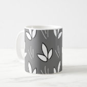Weiße Blume Grau Elegante Kaffeetasse (Vorderseite Links)