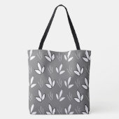 Weiße Blume Grau Moderne Wasserfarbe Tasche (Rückseite)