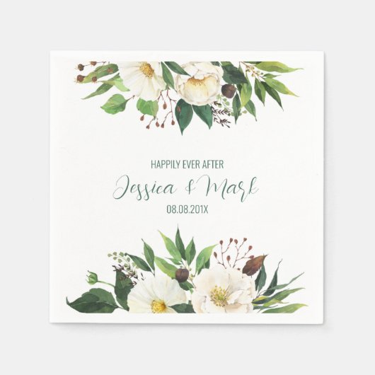 Weiße Blume grenzt an Hochzeitsdesign Serviette (Vorderseite)